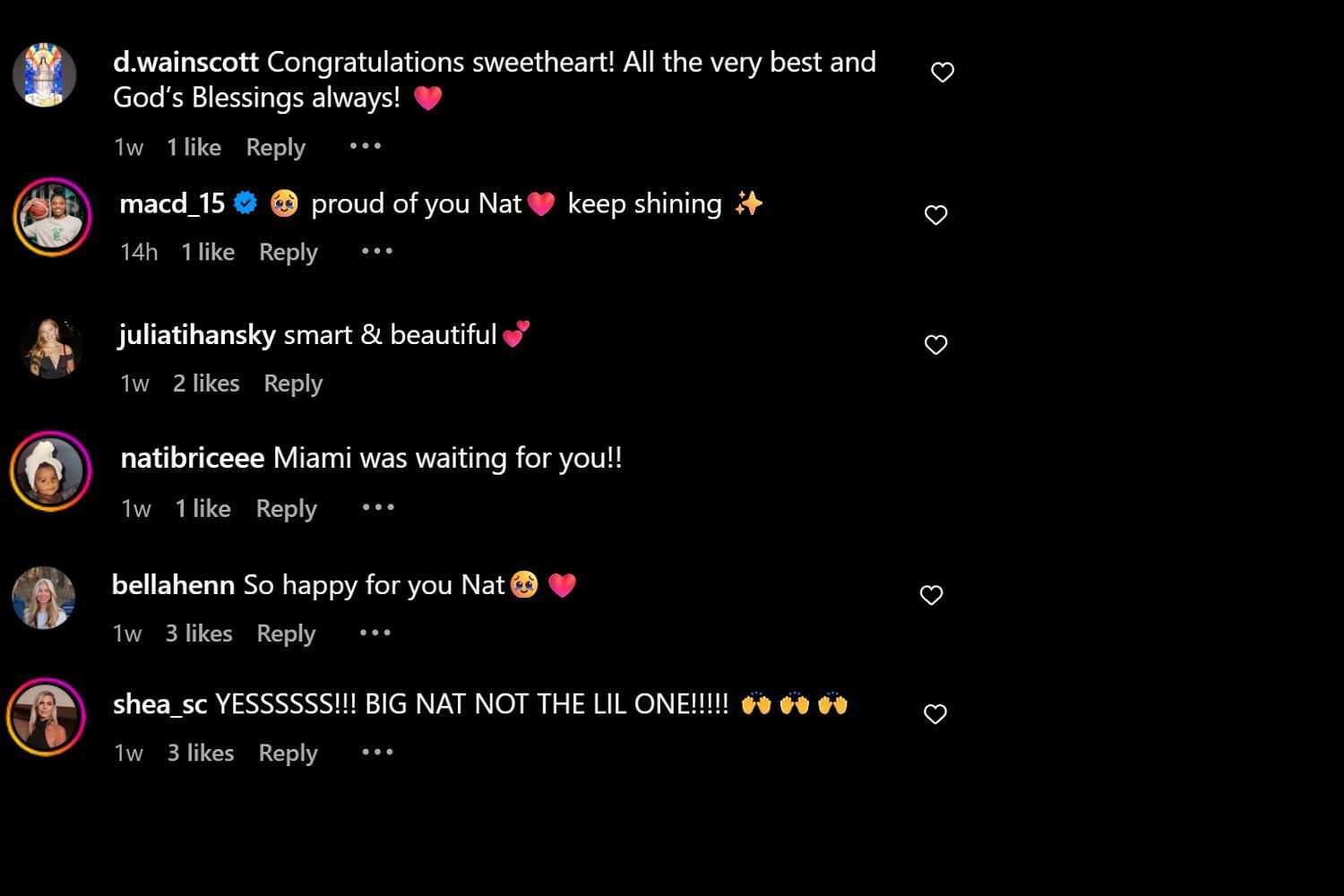 Fans commented on Instagram (@natalijamarshal/IG)